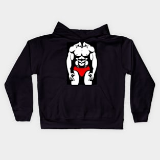 Muscle Man Physique Red Speedo Kids Hoodie